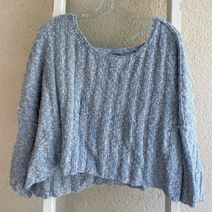 Free People Blue Cropped Oversized Sweater / NWOT